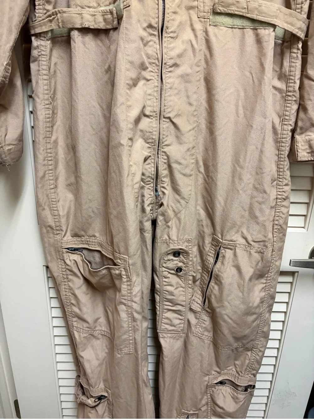 US Military Flight Suit Coveralls Tan Nomex 48L Pilot Aircrew Flyers USA VTG